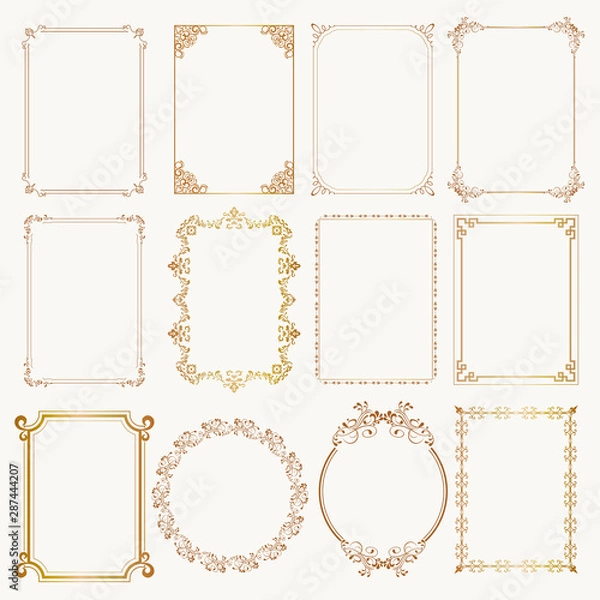 Fototapeta Calligraphic frame set. Borders corners ornate frames. Vector