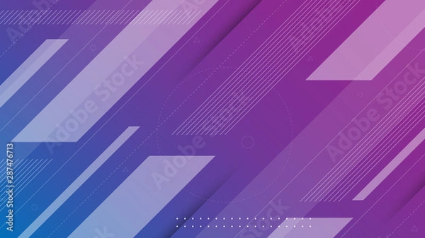 Fototapeta Abstract background with modern design style. With a variety of transparent element patterns. Diagonal stripe element against a gradation of purple background. Used for landing page websites or banner