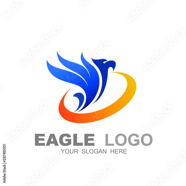 Fototapeta Eagle logo, Simple swoosh eagle logo design template