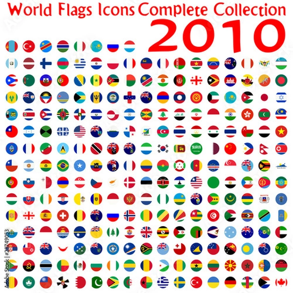 Fototapeta world flags icons collection