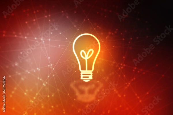Obraz 2d illustration bulb future technology, innovation background, creative idea concept 