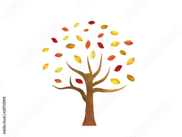 Fototapeta 秋の水彩樹木2