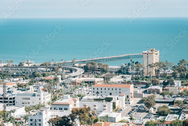 Fototapeta View of downtown and the Pacific Coast in Ventura, California