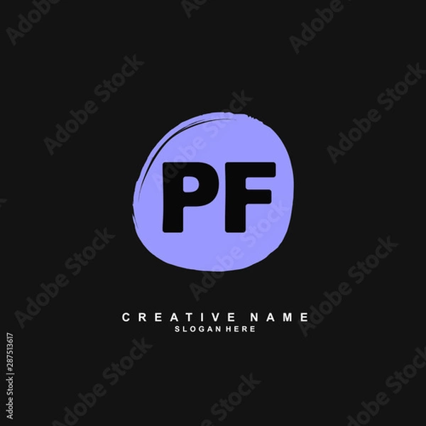 Obraz P F PF Initial logo template vector. Letter logo concept with background template.