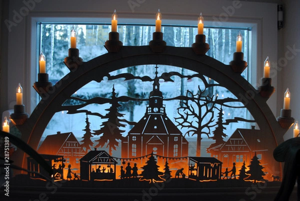 Obraz Lichterbogen vor Eiszapfen im Erzgebirge