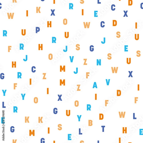Fototapeta Seamless pattern of colorful letters. Random order signs. Vector background