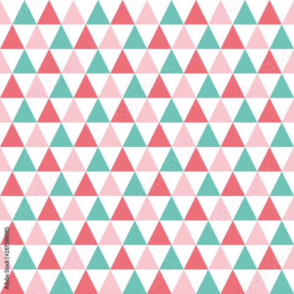 Fototapeta Seamless pattern with pink and blue triangles