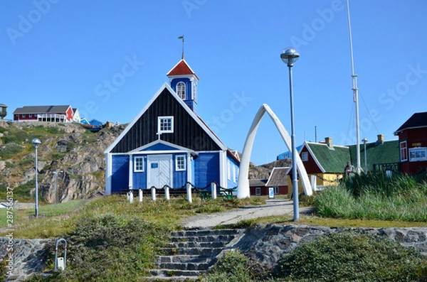 Obraz Eingang zum Freilichtmuseum in Sisimiut, Grönland