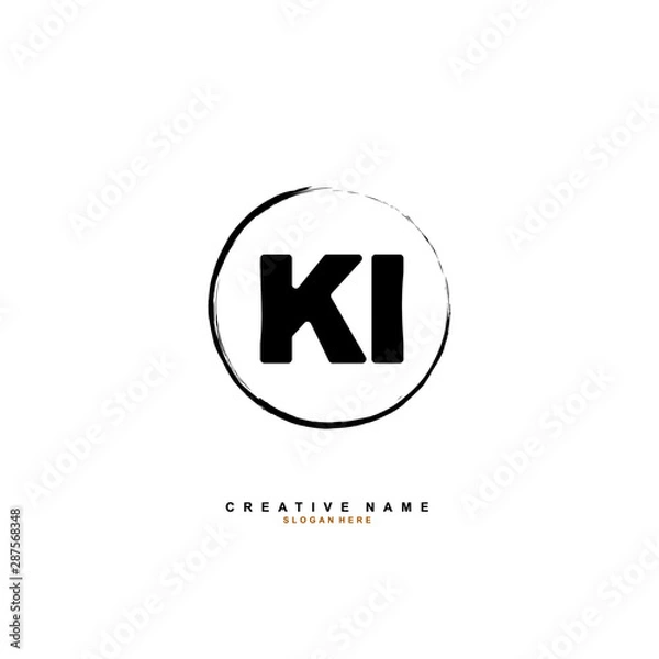 Fototapeta K I KI Initial logo template vector. Letter logo concept with background template.