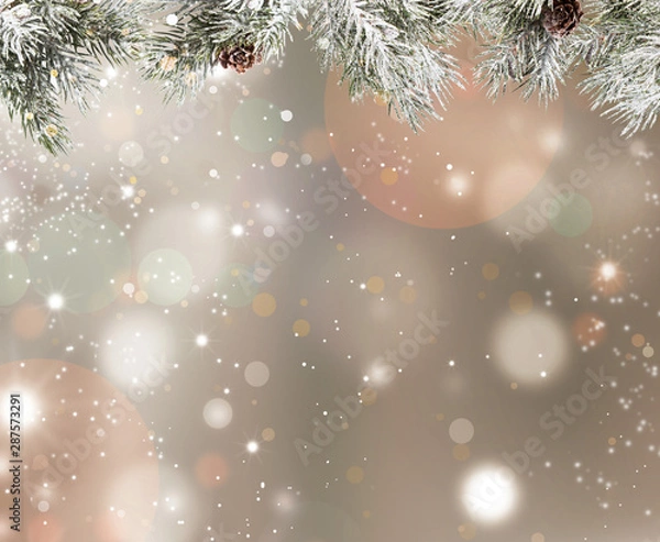 Obraz Christmas decoration on wooden background with free space. Celebration balls and other decoration. Christmas concept