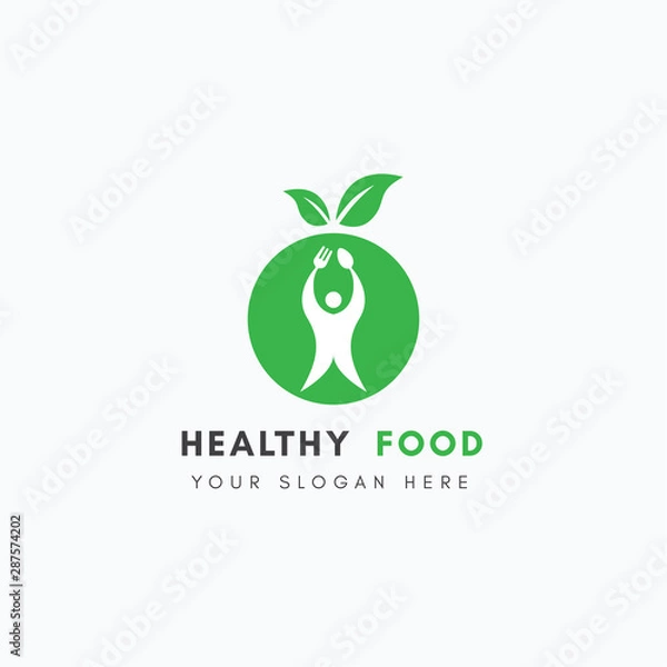Fototapeta Healthy food logo or icon template