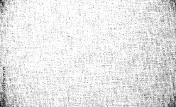 Fototapeta Vector fabric texture. Distressed texture of weaving fabric. Grunge background. Abstract halftone vector illustration. Overlay to create interesting effect and depth. Black isolated on white. EPS10.