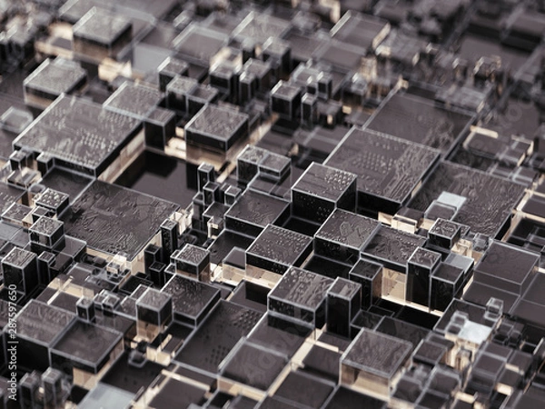 Fototapeta Digital circuit chip square