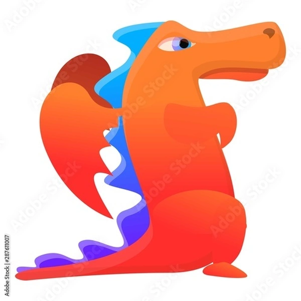 Fototapeta Fantasy dragon icon. Cartoon of fantasy dragon vector icon for web design isolated on white background
