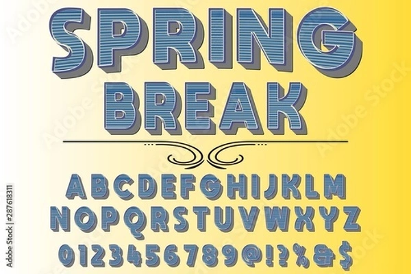 Fototapeta 3d font typeface vector named spring break