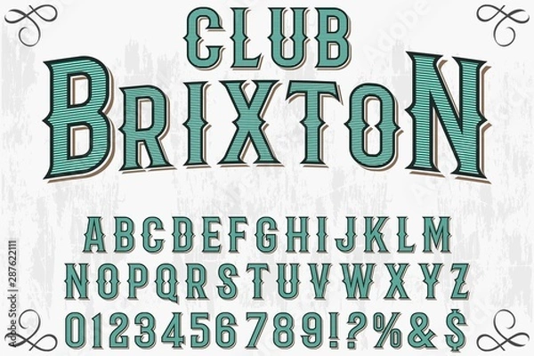 Fototapeta abc font handcrafted typeface vector vintage named vintage brixton club