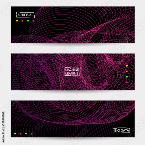 Fototapeta Modern web banner template with fluid blended curves and bright dots