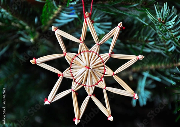 Obraz christmas tree decoration: a straw star