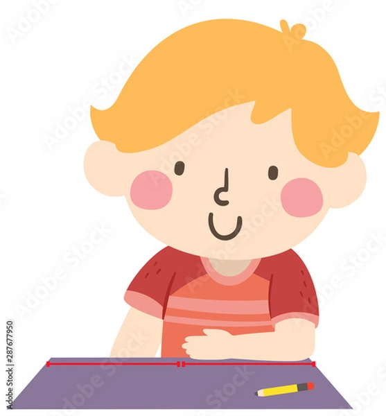 Obraz Kid Boy Arbitrary Non Standard Cubit Illustration