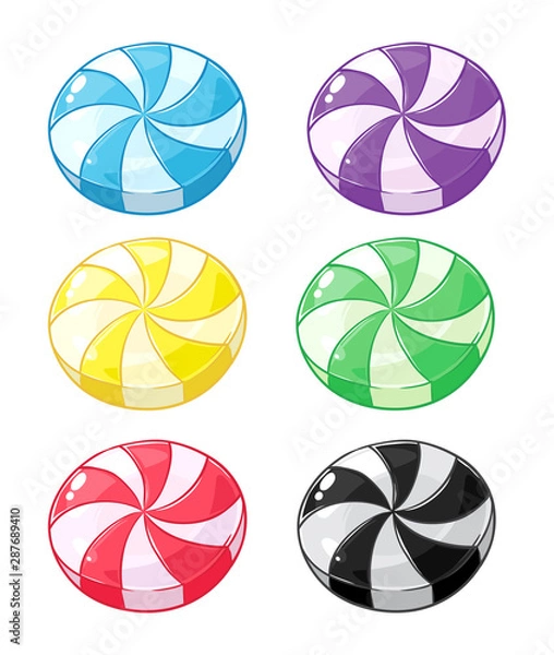 Fototapeta Set Striped Hard Candy In Various Flavor