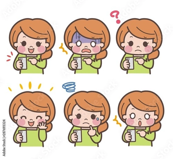 Fototapeta スマートフォン　バリエーション　女性