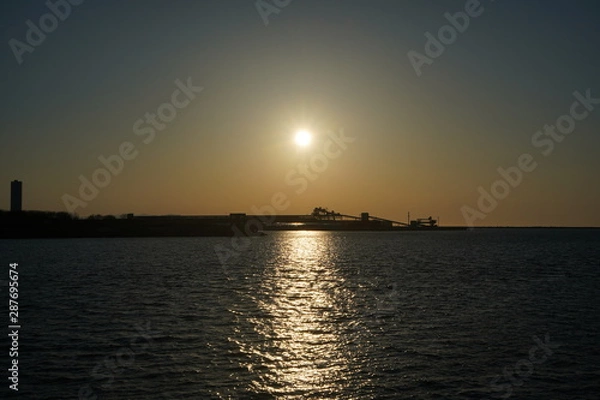 Obraz 夕焼けの漁港