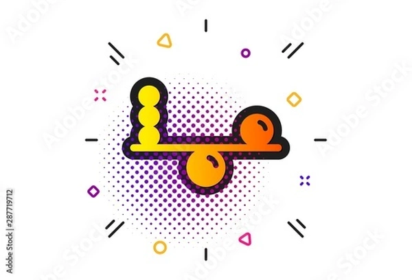 Fototapeta Mind stability sign. Halftone circles pattern. Balance icon. Concentration symbol. Classic flat balance icon. Vector