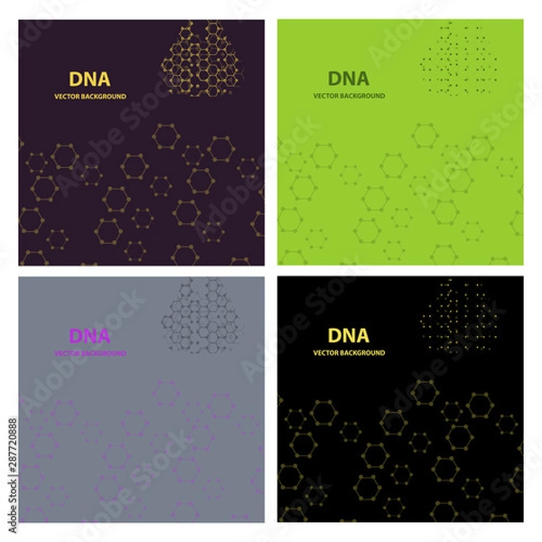 Fototapeta Set of Vector Background - DNA Strands coming out of a Test Tube. Creative Concept for showing Biotechnology,Innovation, Invention, Bio-Science, Clone and many other ideas.