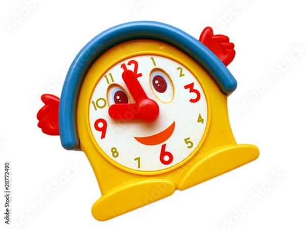 Obraz Smiling old toy clock