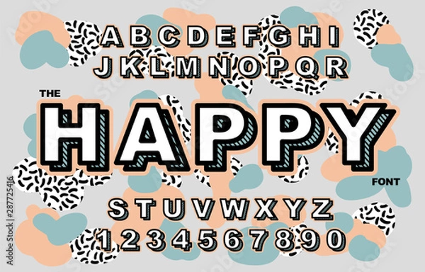 Fototapeta 80 s retro alphabet font. Vintage Alphabet vector 80 s, 90 s Old style graphic.