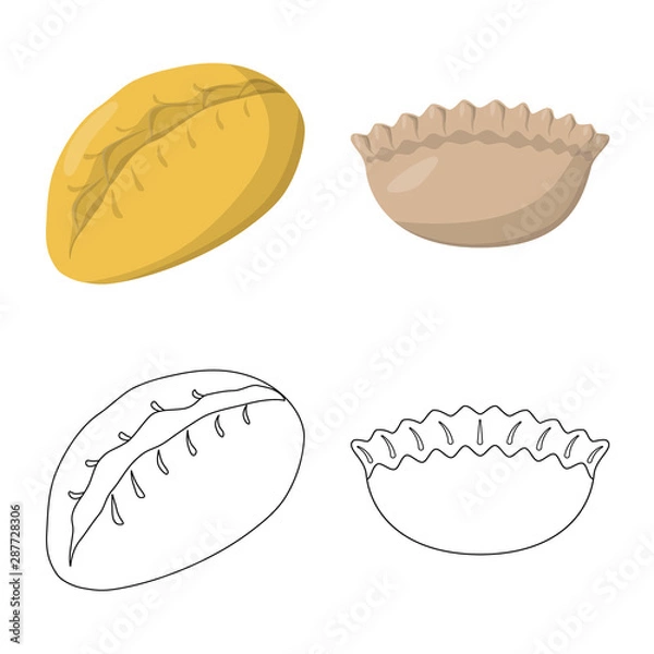 Fototapeta Vector design of products and cooking icon. Collection of products and appetizer vector icon for stock.