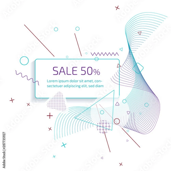 Fototapeta Sale banner template design with trendy geometric vector pattern.