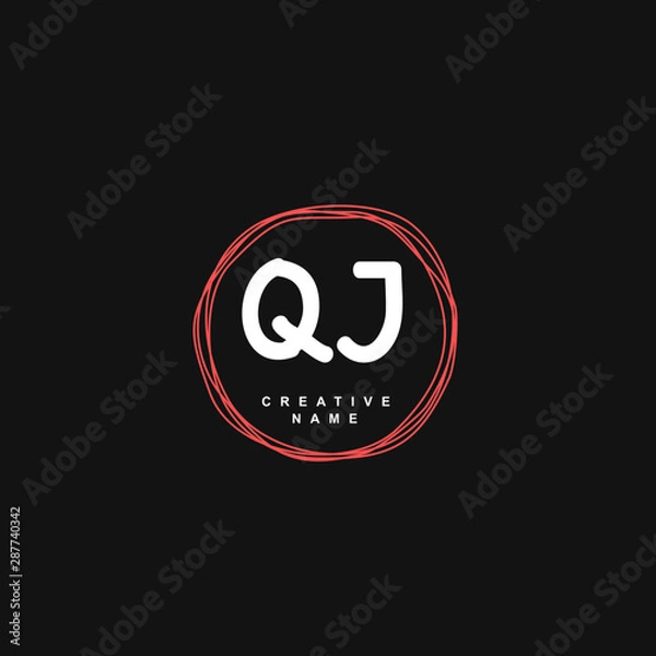 Fototapeta Q J QJ Initial logo template vector. Letter logo concept with background template.