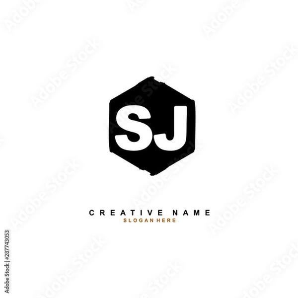 Fototapeta S J SJ Initial logo template vector. Letter logo concept with background template.