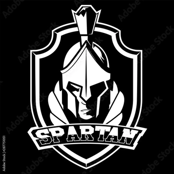 Obraz Spartan logo shield black & white