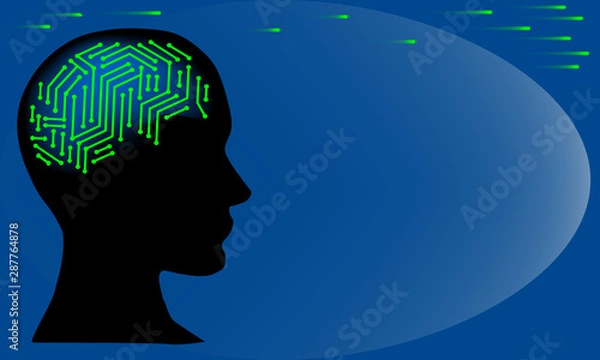 Fototapeta Artificial Intelligence, cyber brain, cyber mind concept, space for text. 