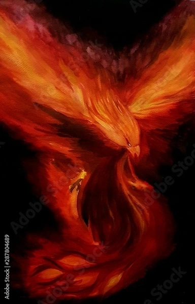 Fototapeta fly pheonix  on black background