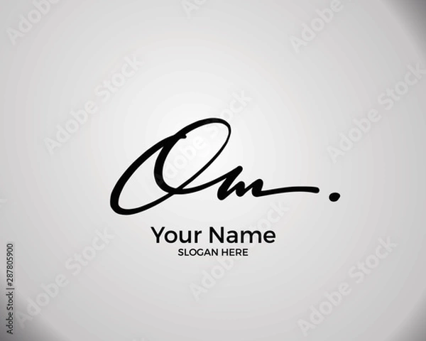 Obraz O M OM initial logo signature vector. Handwriting concept logo.
