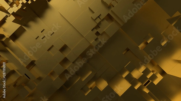 Fototapeta Abstract 3d boxes. golen cube background.