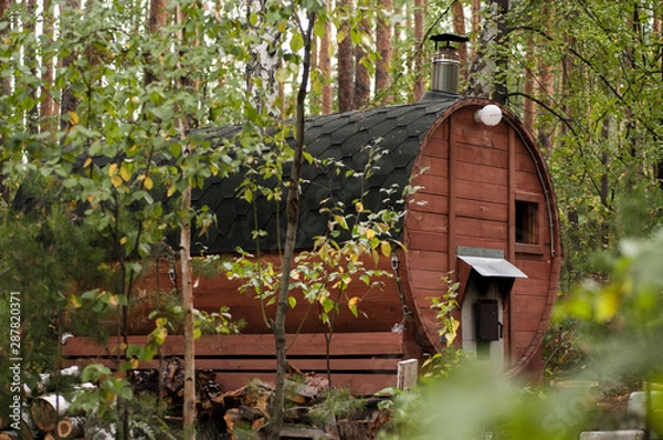 Obraz Russian bath in nature in the forest