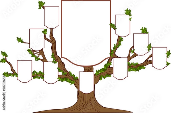 Obraz Family branchy tree with empty emblems