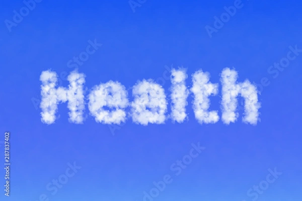 Fototapeta Word Health made of clouds in the sky. Fresh air concept.