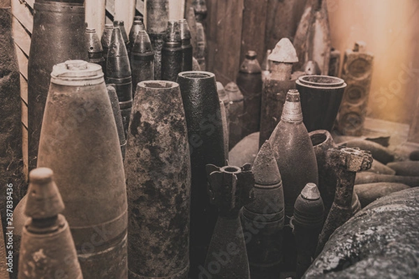 Fototapeta Old rusty shells from world war II.
