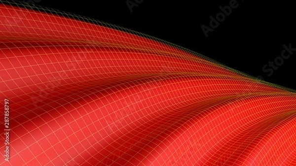 Fototapeta Red waving surface background - 3d rendering illustration