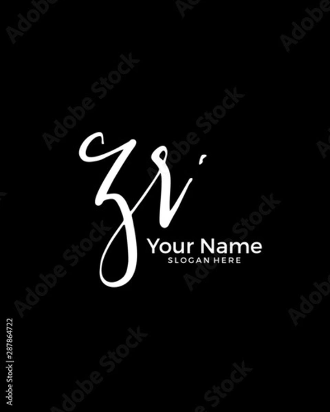 Fototapeta Z R ZR initial logo signature vector. Handwriting concept logo.
