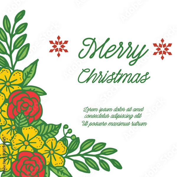 Fototapeta Bright card merry christmas, with pattern of seamless colorful flower frame. Vector