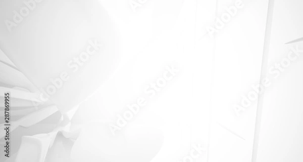 Fototapeta White smooth abstract architectural background. 3D illustration and rendering