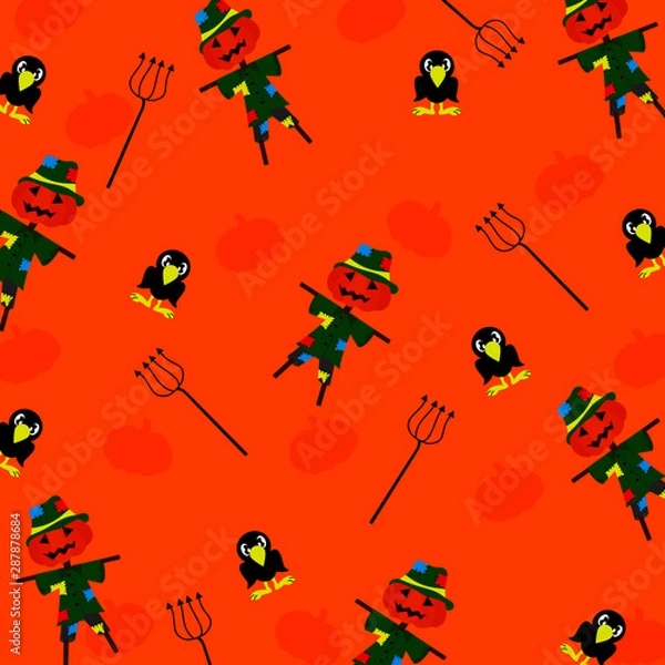 Fototapeta seamless pattern with scarecrow 