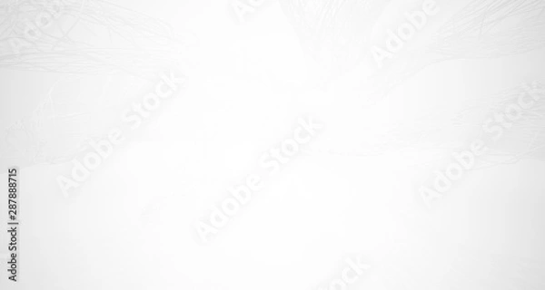 Fototapeta White smooth architectural interior of chaotic lines. 3D illustration and rendering