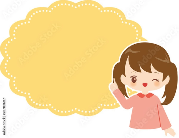 Fototapeta 子供　吹き出し　フレーム　女の子　かわいい